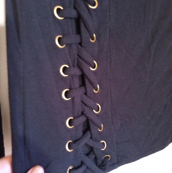 Venus black long sleeve lace up top women's size XSmall - Picture 3 of 7